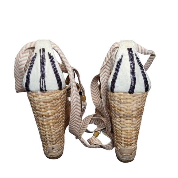 Sam Edelman Trey Beaded Wedge Sandal Espadrille  Size 7.5 - Picture 4 of 13